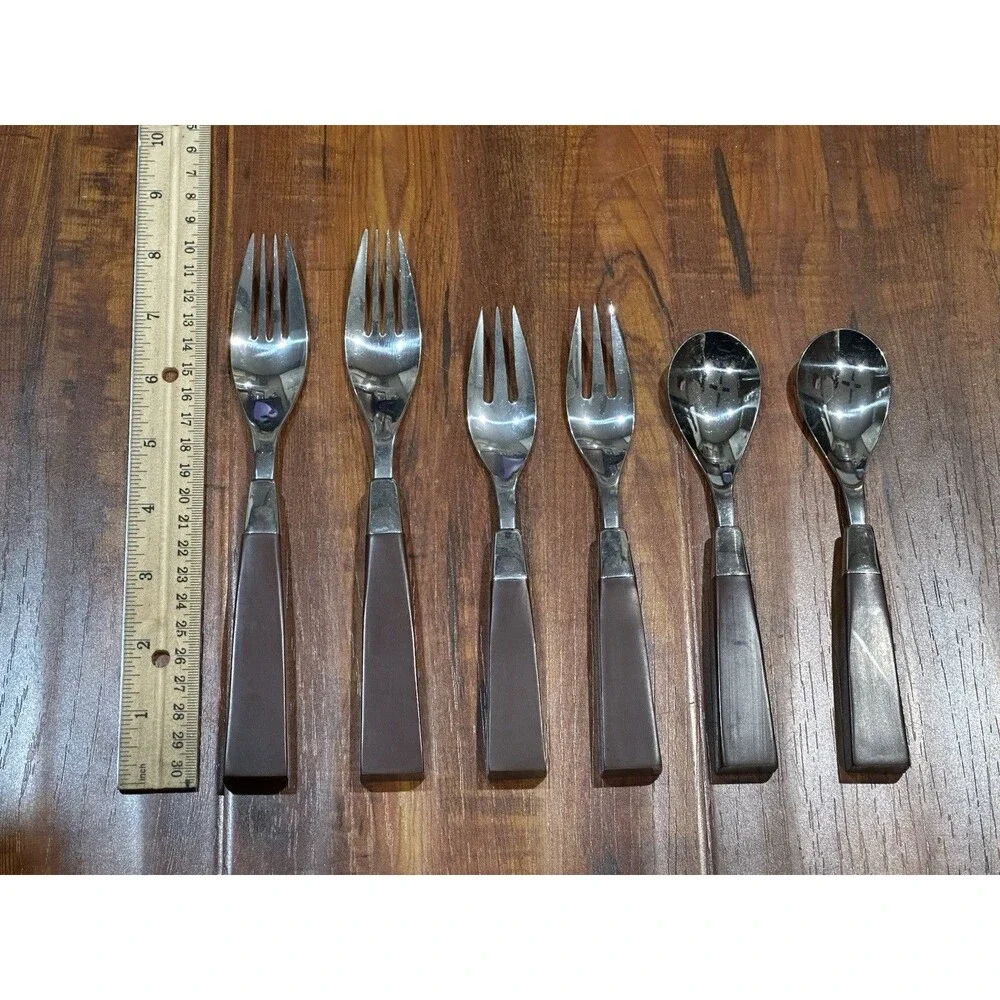 6 x Vintage MCM Towle Supreme Cutlery Stainless Steel Japan Spoon & Fork Set